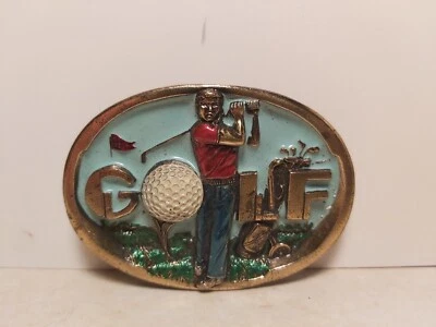 DE COLECCIÓN HEBILLA DE CINTURÓN DE GOLF LATÓN 1983 SERIE N.º 1066 THE GREAT AMERICAN BUCKLE CO Foto 1 de 2