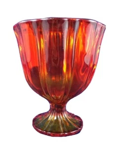 L. E. Smith Glass Amberina Orange Red Candy Pedestal Base Dish 6 7/8” Inch Tall - Picture 1 of 9