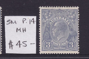 KGV  3d BLUE  SM WMK  PERF 14    ***MH***. - Picture 1 of 1