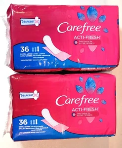 2 - Carefree Acti Fresh Liners To Go Extra Long Unscented Body Shape 36 Liners - Picture 1 of 6