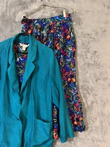 Vintage 90s Melrose 3 Piece Silk Skirt Set Midi Womens 12 Blouse Jacket* Skirt - Picture 1 of 20