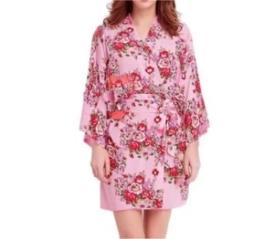 Girl Satin Floral Light Pink Japanese Kimono Pajamas Sleepwear Bathrobe Size XXS - Picture 1 of 1