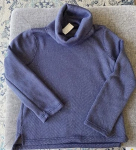 J. Sudadera pulóver Crew Factory para mujer cuello embudo medio azul marino espiga - Imagen 1 de 6