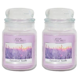 2 True Aroma Lavender & Vanilla Large Mason Jar Candle - Purple 80h Burn Time - Picture 1 of 1