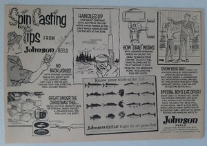 VINTAGE 1962 JOHNSON ANGELROLLE SPIN CASTING TIPS WERBUNG  - Bild 1 von 1