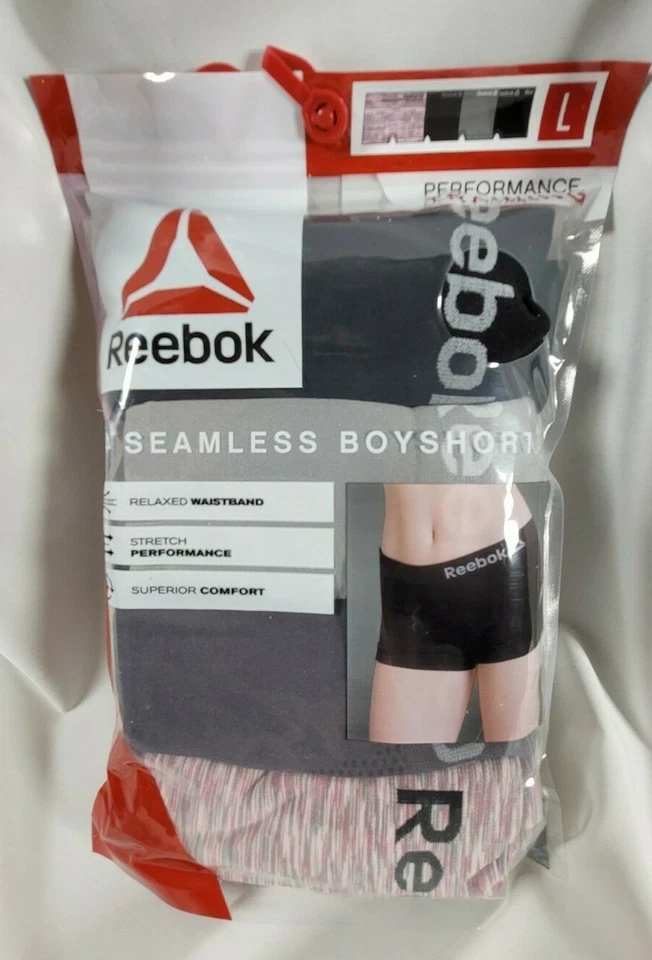 Reebok 4 PK Seamless Boyshorts Performance Training Asst Colors Large