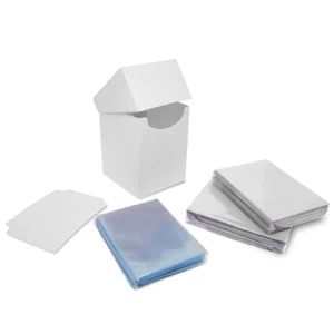 BCW Elite 2 Combo Pack White Deck Box w/ 100 each Inner Clear & White Sleeves - Picture 1 of 5