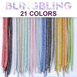NEU Bling Schnürsenkel bunt flach rund Stiefelette Sneaker Schuhschnürsenkel Schuhsaiten - Bild 1 von 30