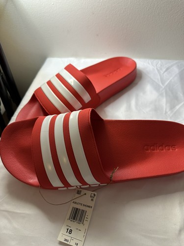 Sandali da uomo Adidas Comfort Slides taglia 18 Adilette Comfort rossi bianchi NUOVI