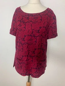 Seasalt pink patterned top front pockets short sleeves cotton/viscose UK10 - Picture 1 of 6