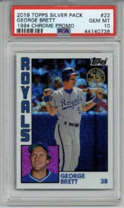 2019 TOPPS SILVER PACK 1984 CHROME PROMO #22 GEORGE BRETT CARD ROYALS PSA 10 - Picture 1 of 2