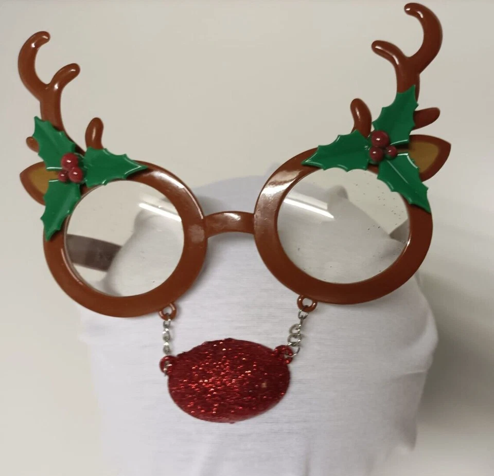 MICHEL TOYS Gag Spaßbrille Party Weihnachten Rentier Rudolf Weihnachtsdeko Karneval Brille
