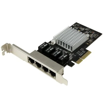 StarTech ST4000SPEXI 4 Port Gigabit Ethernet RJ45 Adapter Low Pro PCIe x4 Card - Image 1 of 4