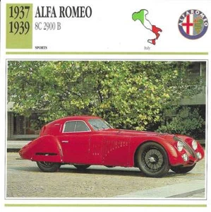 Edito Service photo card 1937-1939 ALFA ROMEO 8C 2900 B SPEC SHEET car fact 1991 - Picture 1 of 2