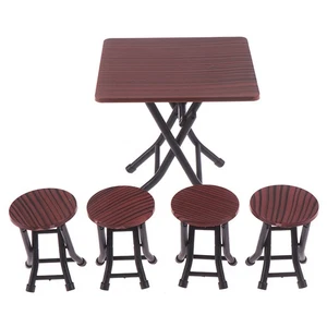 1:12 Dollhouse mini furniture folding table and chair set with 4 stool m YU Y WF - Picture 1 of 12
