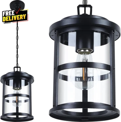 户外吊坠灯笼吊坠灯黑色饰面适用于门廊 1 包 Exter... — 第 1/4 张图片