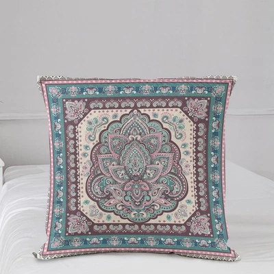 Ethnic Travel Blanket, Bohemian Hippie Mandala Paisley Design, Pillow and Com... - Image 1 of 4