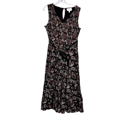 Vestido midi Cleobella estampado cachemir ajustado cintura corbata para mujer talla M sin mangas Foto 1 de 4