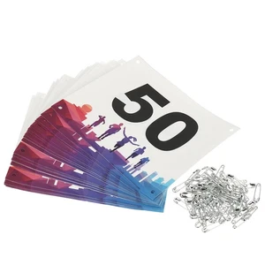 Bavaglino da corsa numeri 7x6 pollici 1-50 impermeabile gara numero concorrente multicolore - Foto 1 di 7