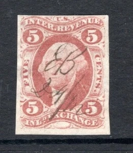 USA 1862-1871 Sc #R27a - 5c Imperf. Binnenbörse Einnahmenmarke gebraucht - Bild 1 von 2