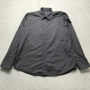 Boss Hugo Boss Button Up Shirt Mens XL Long Sleeve Fitted Pinstripe Black - Picture 1 of 11