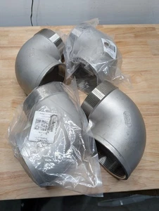 Lot of 4 | 4" Male NPT x 4" Female NPT Stainless Steel Street Pipe Fitting Elbow - Picture 1 of 4