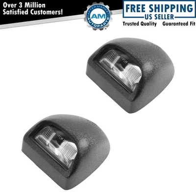 OEM License Plate Light Lamp Pair Set of 2 LH & RH Textured Black for Chevy GMC - Image 1 of 4