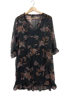 VERO MODA Vestido estilo flounce Mujeres Talla EU 38 negro-marrón-rosa - Imagen 1 de 5