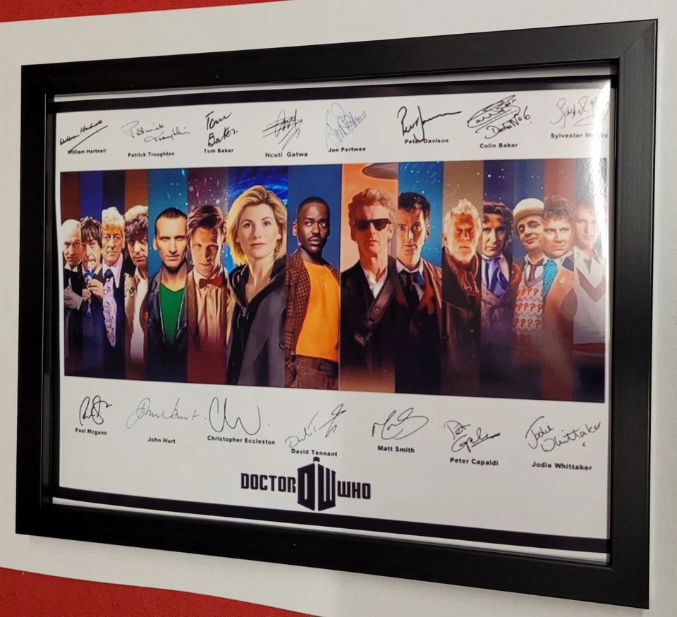 'DR WHO' 60 YEARS OF DRS  A5 FRAMED SIGNED LTD EDITION PHOTO MEMORABILIA £9 - Image 1 of 1