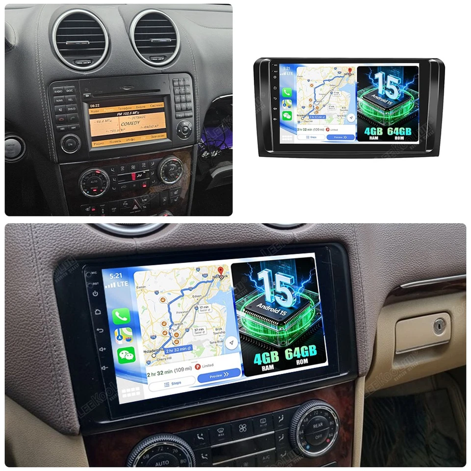 Für Mercedes Benz ML/GL Klasse W164 X164 Android 15 Autoradio Carplay 4G+64G GPS - Bild 1 von 4