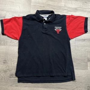 VINTAGE 90’s Champion Chicago Bulls Polo Shirt Black Red NBA Herren 1990s MJ - Bild 1 von 10