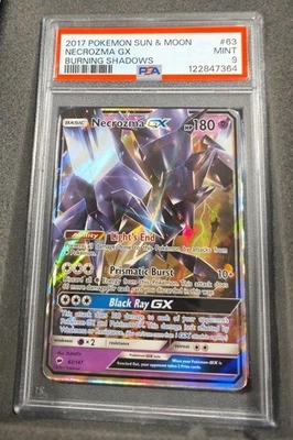 POKEMON CARD NECROZMA GX ULTRA RARE 63 BURNING SHADOWS #63 GRADED PSA 9 MINT - Image 1 of 3