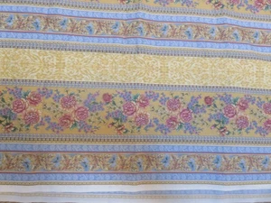 Vintage BENARTEX AMELIA'S GARDEN BLUMENSTREIFEN GELB BLAU 2 & 2/3 YARD - Bild 1 von 5