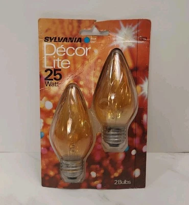 2 New VTG Sylvania Decor Lite Flame Shape 25 Watt Light Bulbs F15 Medium Base - Image 1 of 4