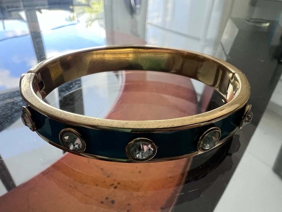 Juicy Couture Turquoise Enamel Crystal Black Label Bangle Bracele - Image 1 of 4