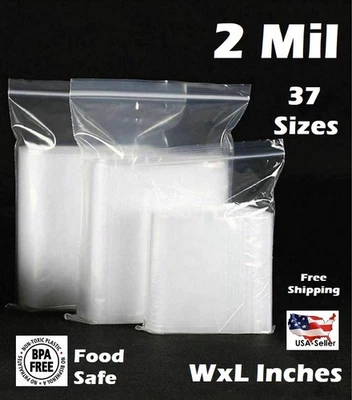 Clear Zip Seal Top Lock Plastic Bags 2Mil Reclosable Jewelry Zipper Pill Baggies - Image 1 of 4