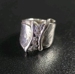 Silpada Sterling Silver Hammered Crystal Ring - Picture 1 of 5
