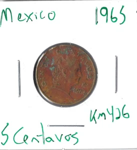 Moneda México 5 Centavos 1965 KM426 - Imagen 1 de 4