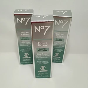 Lot of 3 No7 Future Renew Damage Reversal Face Serum Day Cream - 0.5 fl oz - Picture 1 of 10