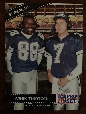 1992 Pro Set #49 Week 13 REPLAY/Steve Beuerlein/Michael Irvin Dallas Cowboys - Image 1 of 2