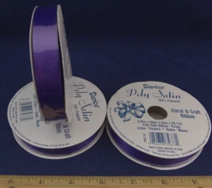 Darice Poly Satin Craft Ribbon-Purple-5/8" x 50 yds./100% Polyester/3 Rolls - Picture 1 of 3