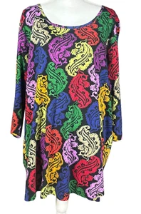 Ulla Popken Tunic Size 20/22 Paisley Multicolor Long Artsy Flowy Lagenlook Boho - Picture 1 of 7