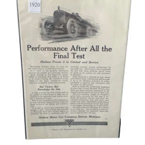 Vintage 1920 Hudson Performance After All The Final Test Ad Advertisement - Picture 1 of 4