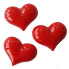 3pcs Red Heart Resin Flatback Cabochons Embellishment Decoden Valentines Craft