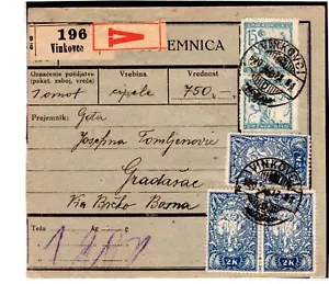 YUGOSLAVIA: 1920 TRANSITIONAL PERIOD. SLOVENIEAN shs. FROM VINKOVCI TO GRADACAC - Picture 1 of 2