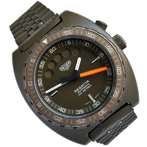 HEUER Regatta 134.602 olive green colour PVD treatment 1980's - Picture 1 of 24