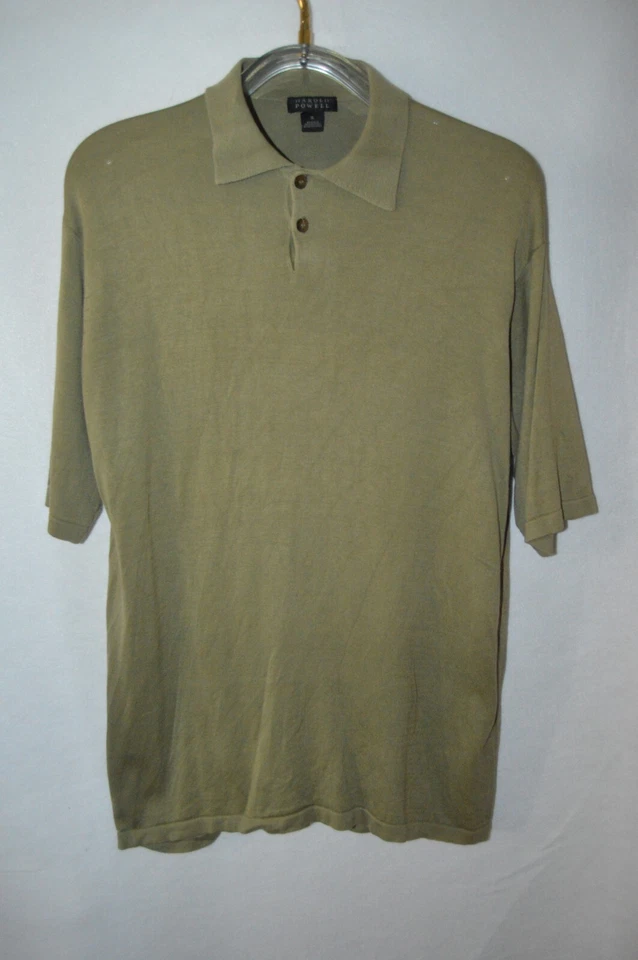 Camisa Polo Harold Powell Para Hombre XL Manga Corta Verde Mezcla Seda Foto 1 de 4