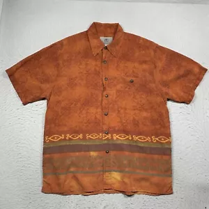 The Territory Ahead Shirt Mens Medium Orange Aztec Geometric Short Sleeve - Picture 1 of 10