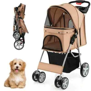 PET STROLLER DOG CAT PUPPY PUSHCHAIR PRAM CARRIER TRAVEL BUGGY CART STORAGE - Picture 1 of 2