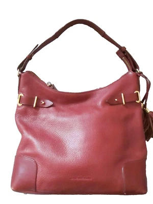 Isaac Mizrahi Leather Large Hobo Bag Brown Zip Top w Tassel Charm 12" x 16" - Image 1 of 4